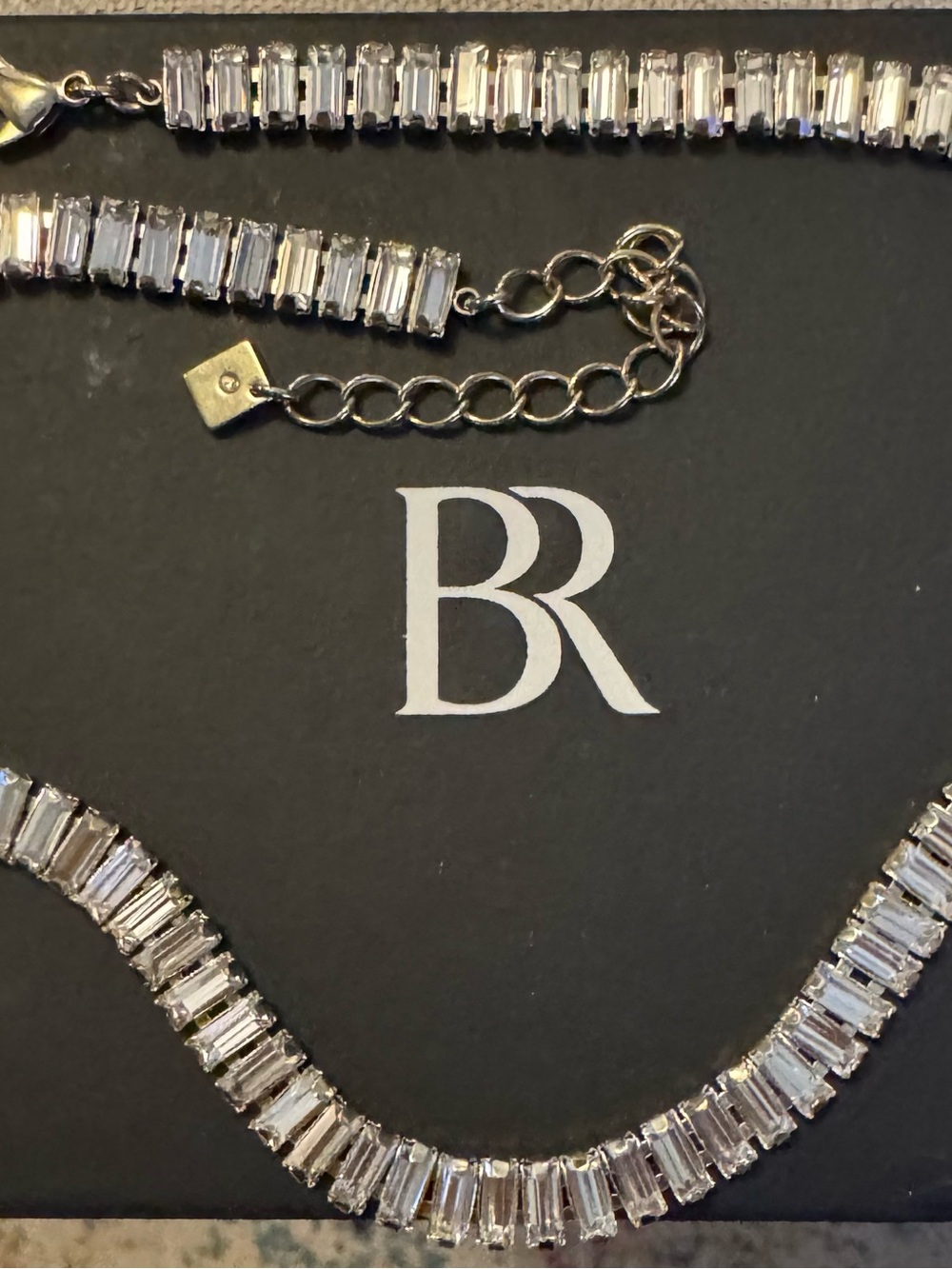 Banana Republic baguette emerald cut crystal necklace shine necklace